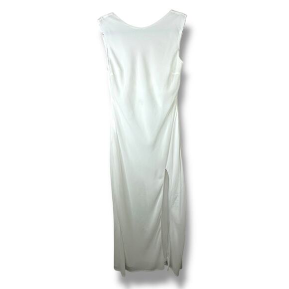 Lulus NWOT Yaneli White Boat Neck Cowl Back Sleeveless Fitted A-Line Maxi Dress - Picture 4 of 11